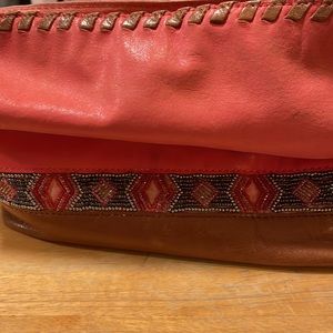 Vintage Sak Indio Demi Leather Hobo Flat Bottom Zipper Closure